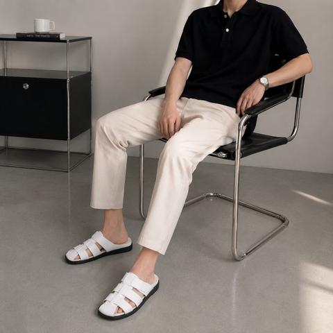 [Hàng đặt trước] Dép Bít Mũi Nam YBIXG3 Da Bò SUNPOLO Có Big Size 44-45