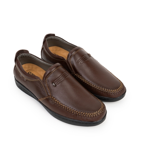 Giày lười LMS265 da bò đế cao su trẻ trung, năng động 2 phiên bản màu Đen/Nâu