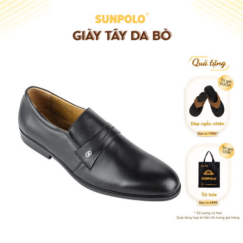 Giày Tây Nam Da Bò SUNPOLO Đen - MU5573