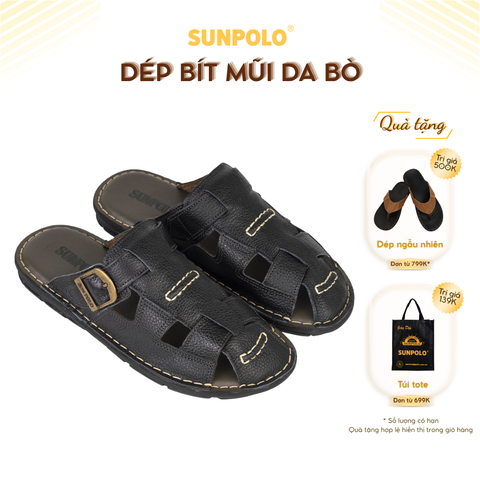 Dép bít mũi ABI019 Da Bò Cao Cấp
