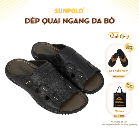 Dép Quai Ngang Nam DQN018 Da Bò Cao Cấp