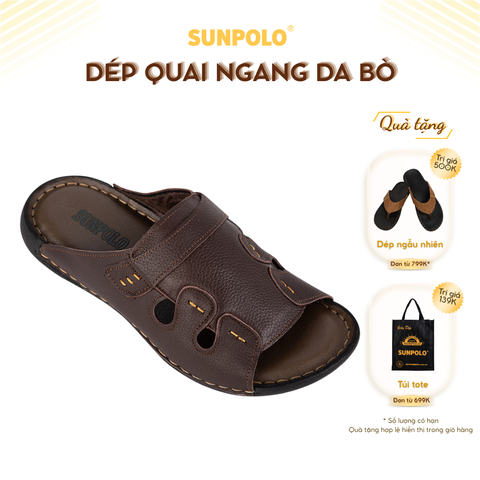Dép Quai Ngang Nam DQN018 Da Bò Cao Cấp