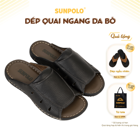 Dép Quai Ngang Nam DQN025 Da Bò Cao Cấp