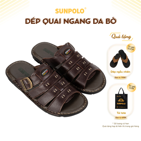 Dép Quai Ngang AQN006 Da Bò Cao cấp
