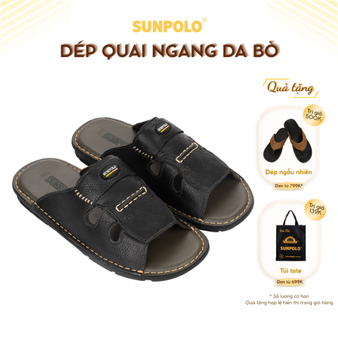 Dép Quai Ngang Nam AQN005 Da Bò