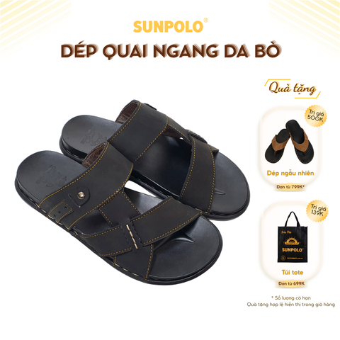 Dép Quai Ngang SNA101 Da Bò Cao Cấp