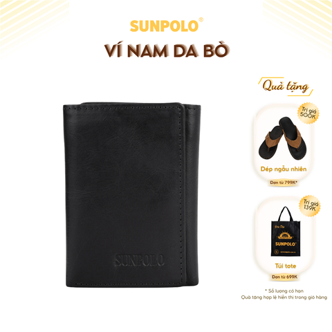 SUNPOLO ví gấp ba nam da bò cao cấp WSTF51