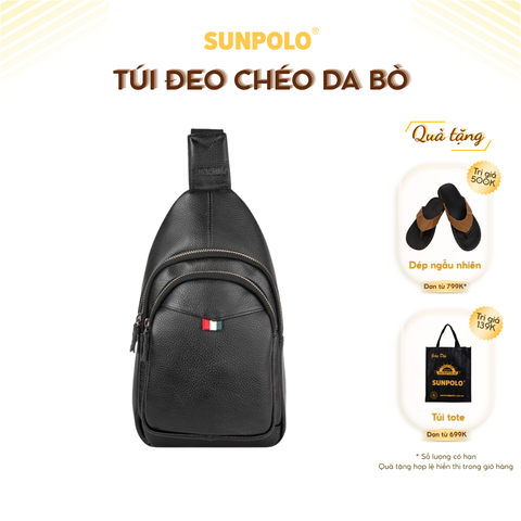 Túi Đeo Chéo Nam Da Bò Cao Cấp  STU102 Đen Nâu Bò