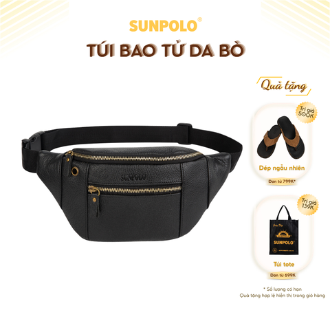Túi Đeo Chéo Bao Tử Nam Da Bò Cao Cấp SBT105 Đen Nâu Xanh Navy