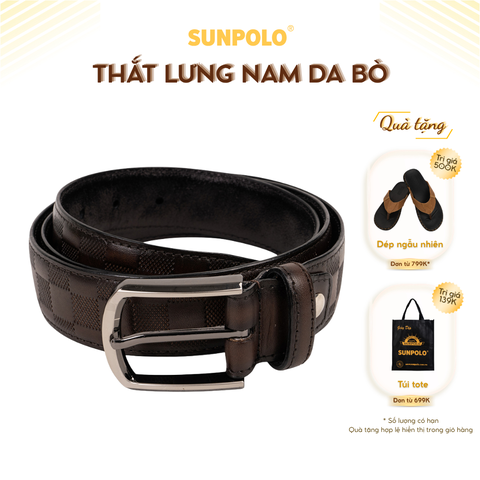 Dây nịt nam da bò Khóa xỏ kim Nâu - BSMK39