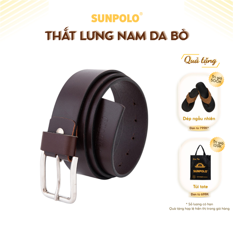 Dây nịt BELT35 kim xỏ lỗ da bò có 2 phiên bản màu Đen/Nâu