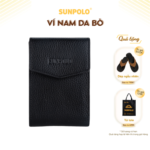 Bóp ví nam WSCT54 da bò khoá bấm đen