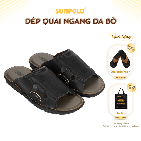 Dép Quai Ngang Nam AQN015 Da Bò