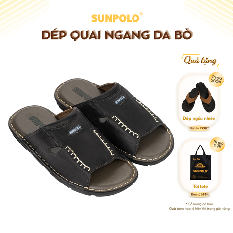 Dép Quai Ngang Nam AQN012 Da Bò Cao Cấp
