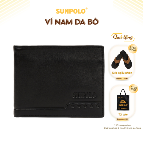 Bóp ngang nam da bò SUNPOLO Đen Nâu - WS06DN