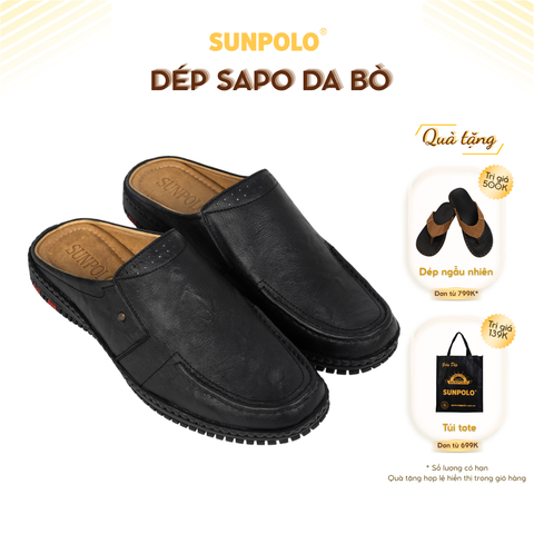 Giày sapo SPO010 không gót da bò gồm 2 phiên bản màu Đen/Nâu
