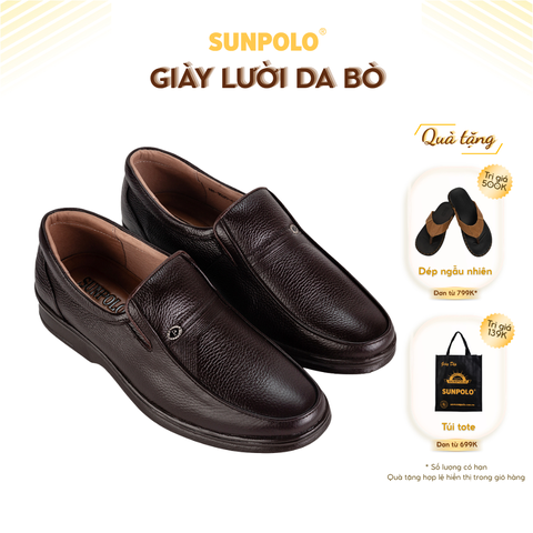 Giày tây SU3020 da bò đế cao su mũi tròn 2 phiên bản màu Đen/Nâu