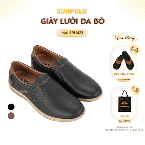Giày lười SPH423 da bò hiện đại, trẻ trung cho phái mạnh