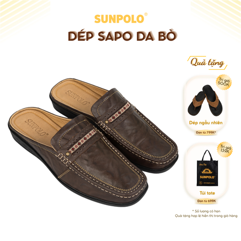 Dép Sapo không gót nam SPO002 da bò cao cấp