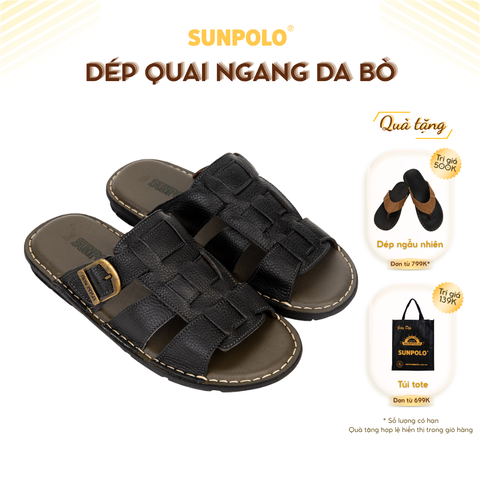 Dép Quai Ngang Nam AQN001 Da Bò Cao Cấp