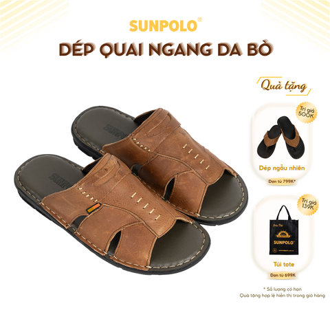 Dép Quai Ngang AQN009 Da Bò Cao Cấp