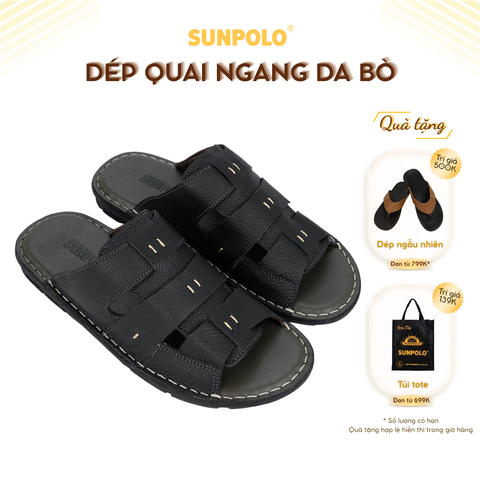 Dép quai ngang AQN013 da bò cao cấp