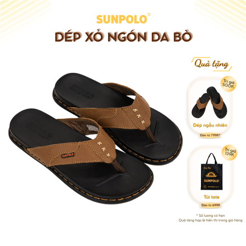 Dép kẹp nam KEP015 da bò 3 phiên bản màu Đen/Nâu/Bò