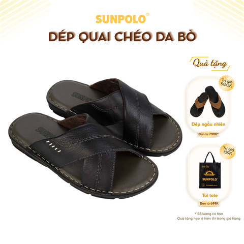Dép Quai Chéo AQC026 Da Bò cao cấp