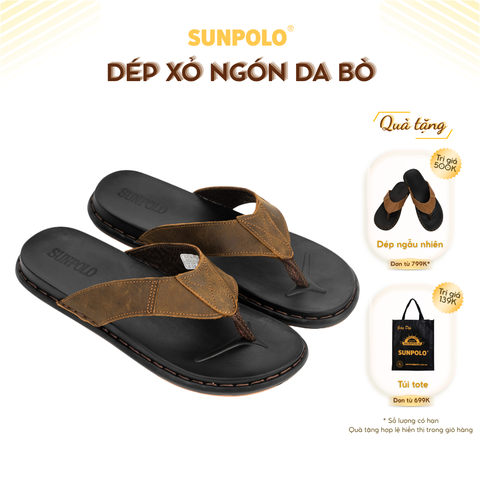 Dép kẹp xỏ ngón KEP013 da bò SUNPOLO