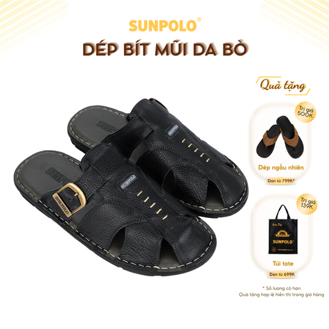 Dép bít mũi ABI007 Da Bò Cao Cấp