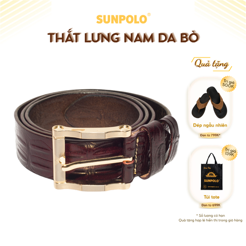 Dây nịt nam da bò SUNPOLO Đen - BSBK28