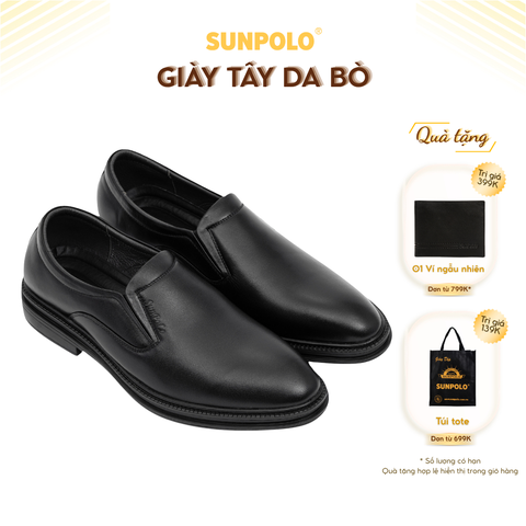 Giày tây SPH297 da bò mũi tròn đế cao 3 cm gồm 2 phiên bản màu Đen/Nâu