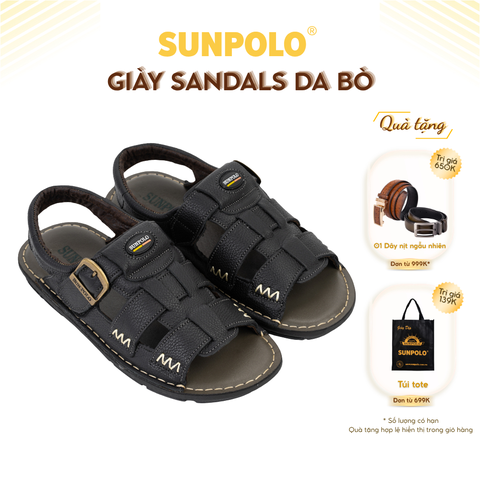 Xăng đan nam SDA030 da bò cao cấp