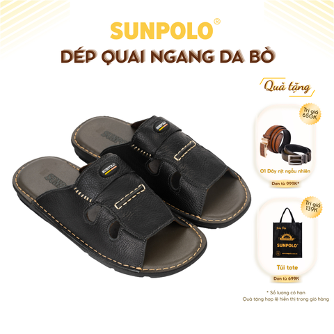 Dép Quai Ngang Nam AQN005 Da Bò