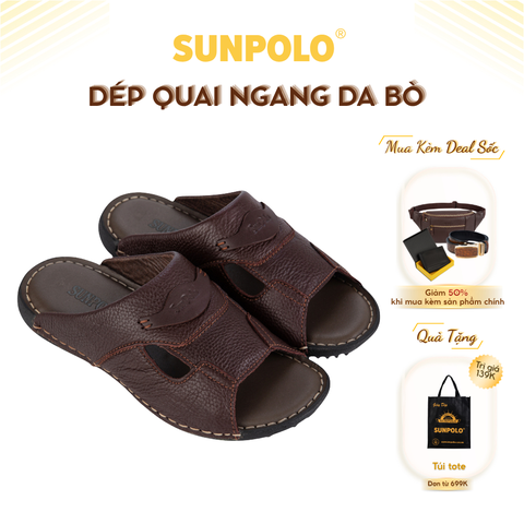 Dép Quai Ngang DQN036 Da Bò Cao Cấp