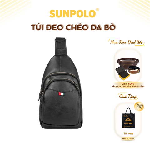 Túi Đeo Chéo Nam Da Bò Cao Cấp  STU102 Đen Nâu Bò