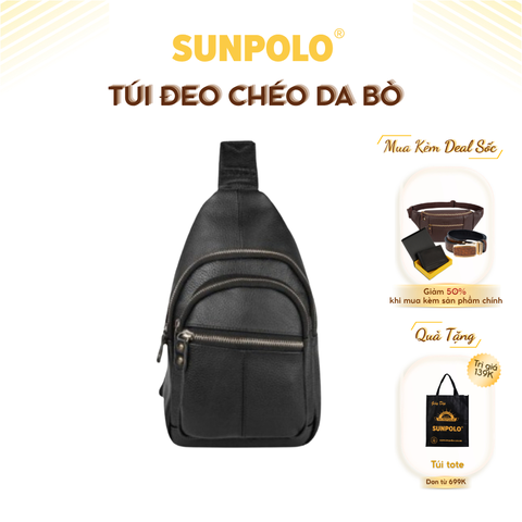 Túi Đeo Chéo Nam Da Bò Cao Cấp STU101 Đen Nâu Bò
