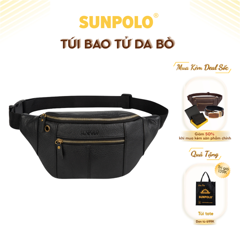 Túi Đeo Chéo Bao Tử Nam Da Bò Cao Cấp SBT107 Đen Nâu Xanh Navy