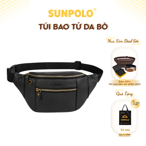 Túi Đeo Chéo Bao Tử Nam Da Bò Cao Cấp SBT105 Đen Nâu Xanh Navy
