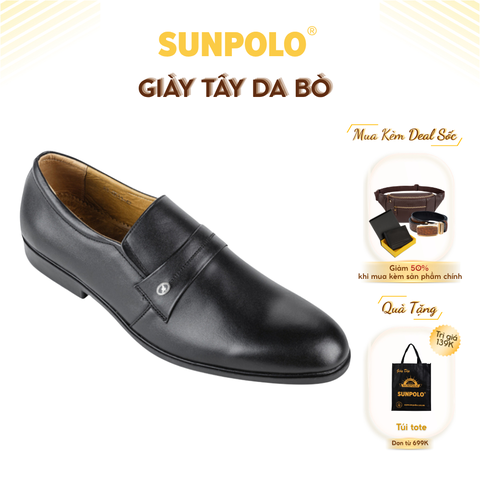 Giày Tây Nam Da Bò SUNPOLO Đen - MU5573