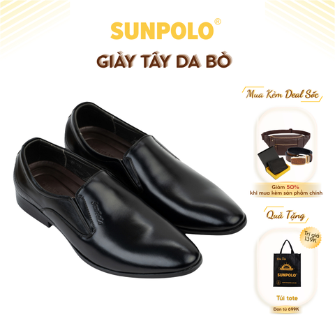 Giày Tây Nam SPH500 Da Bò SUNPOLO Đen Nâu