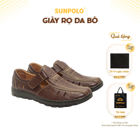 Giày rọ nam STA679 da bò thoáng khí có 2 phiên bản màu Đen/Nâu