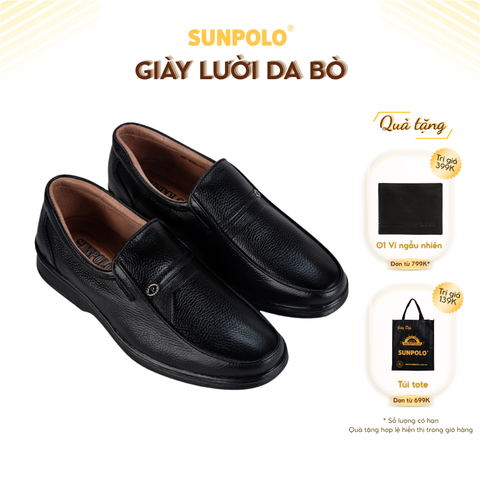 Giày tây SU3020 da bò đế cao su mũi tròn 2 phiên bản màu Đen/Nâu