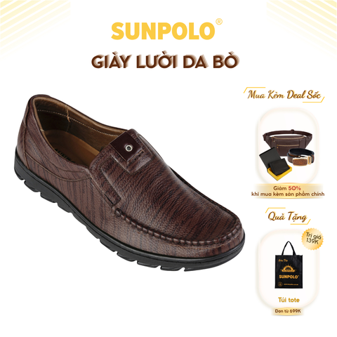 Giày lười SUS506 da bò cao su gồm 2 phiên bản màu Đen/Nâu