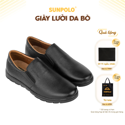 Giày lười SUMU05 da bò vân hột tự nhiên 2 phiên bản màu Đen/Nâu