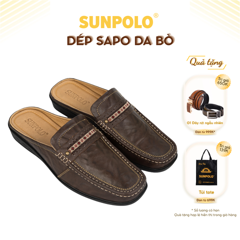 Dép Sapo không gót nam SPO002 da bò cao cấp
