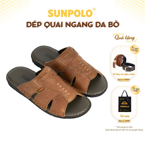 Dép Quai Ngang AQN009 Da Bò Cao Cấp