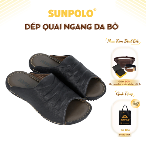 Dép Quai Ngang Nam DQN033 Da Bò Cao Cấp