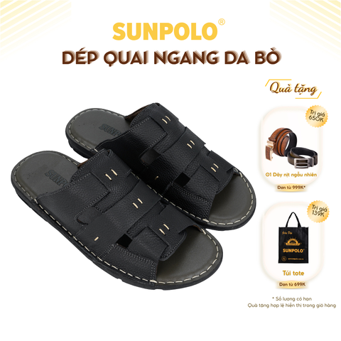 Dép quai ngang AQN013 da bò cao cấp