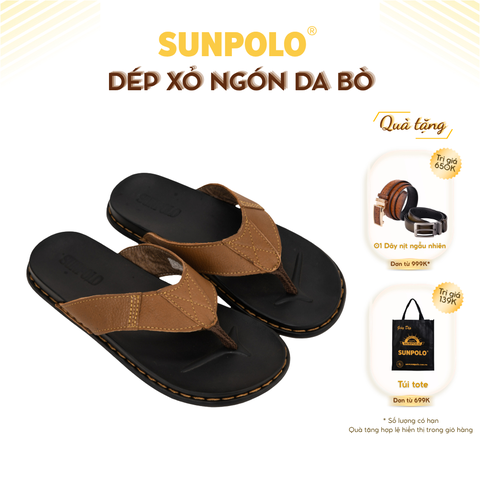 Dép kẹp xỏ ngón KEP013 da bò SUNPOLO